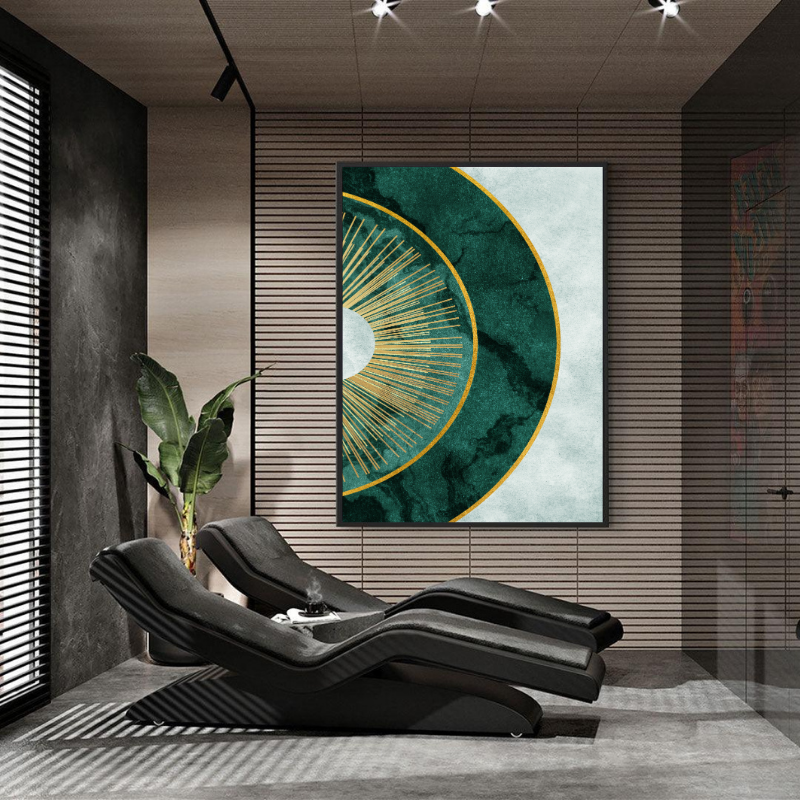 Canvas Painting - Modern Abstract Green Sun