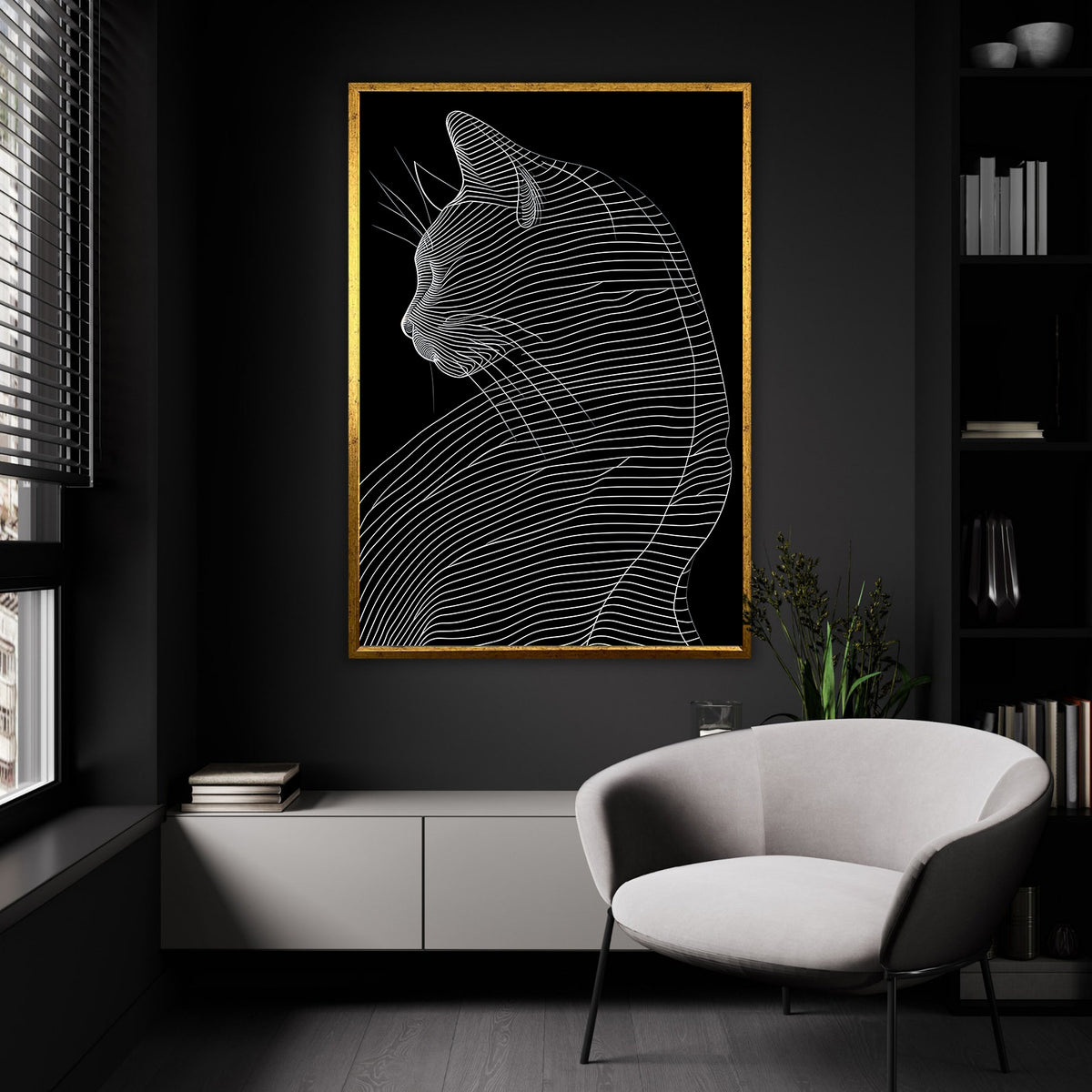 Canvas Painting - Black and White Cat