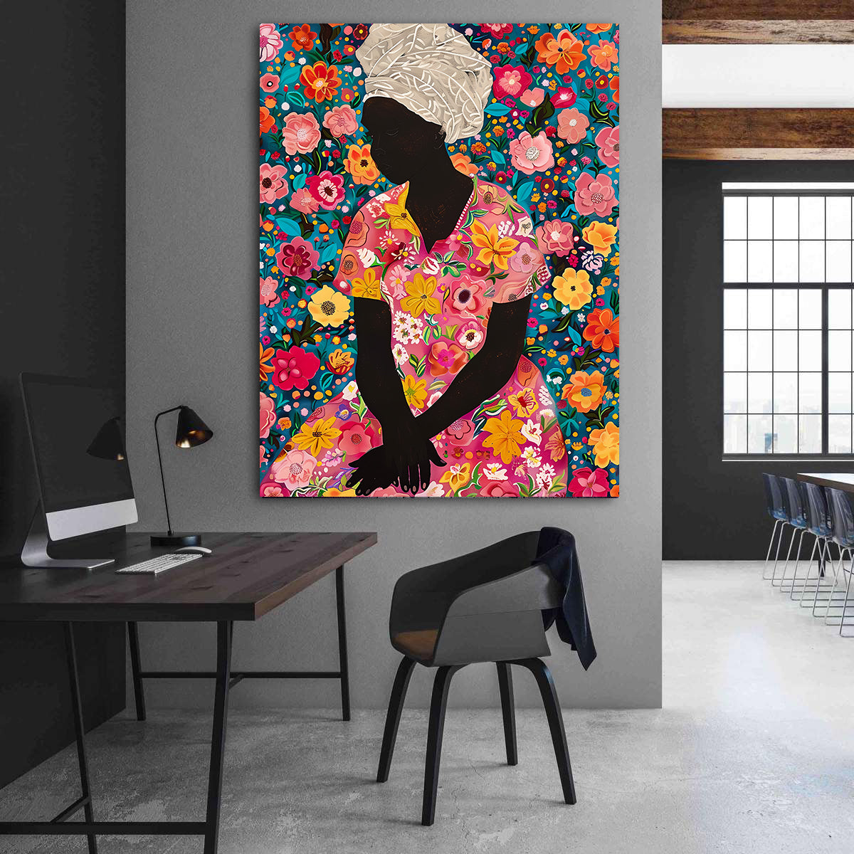 Canvas Painting - Woman with Flowers