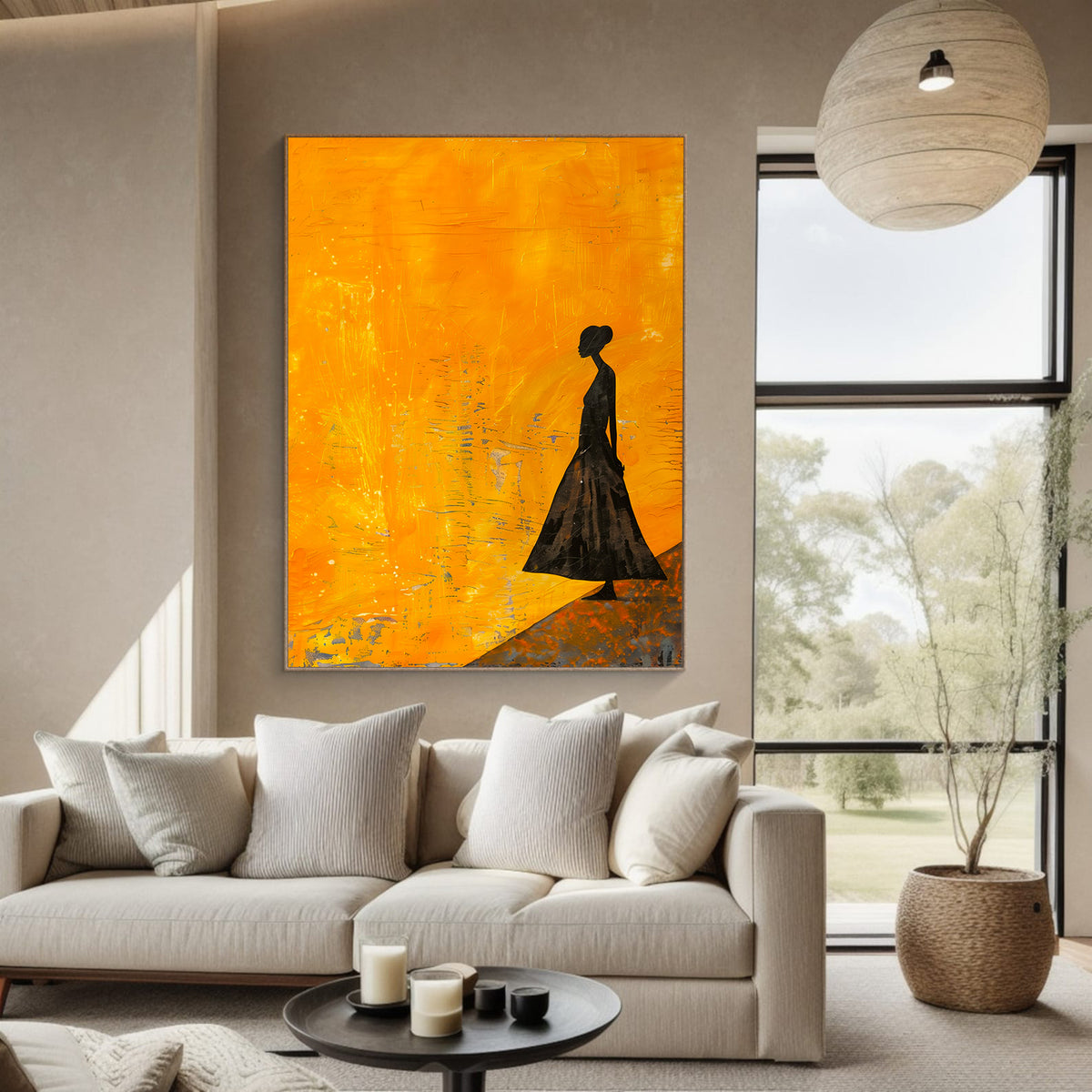 Tablou Canvas - Woman in Vibrant Orange