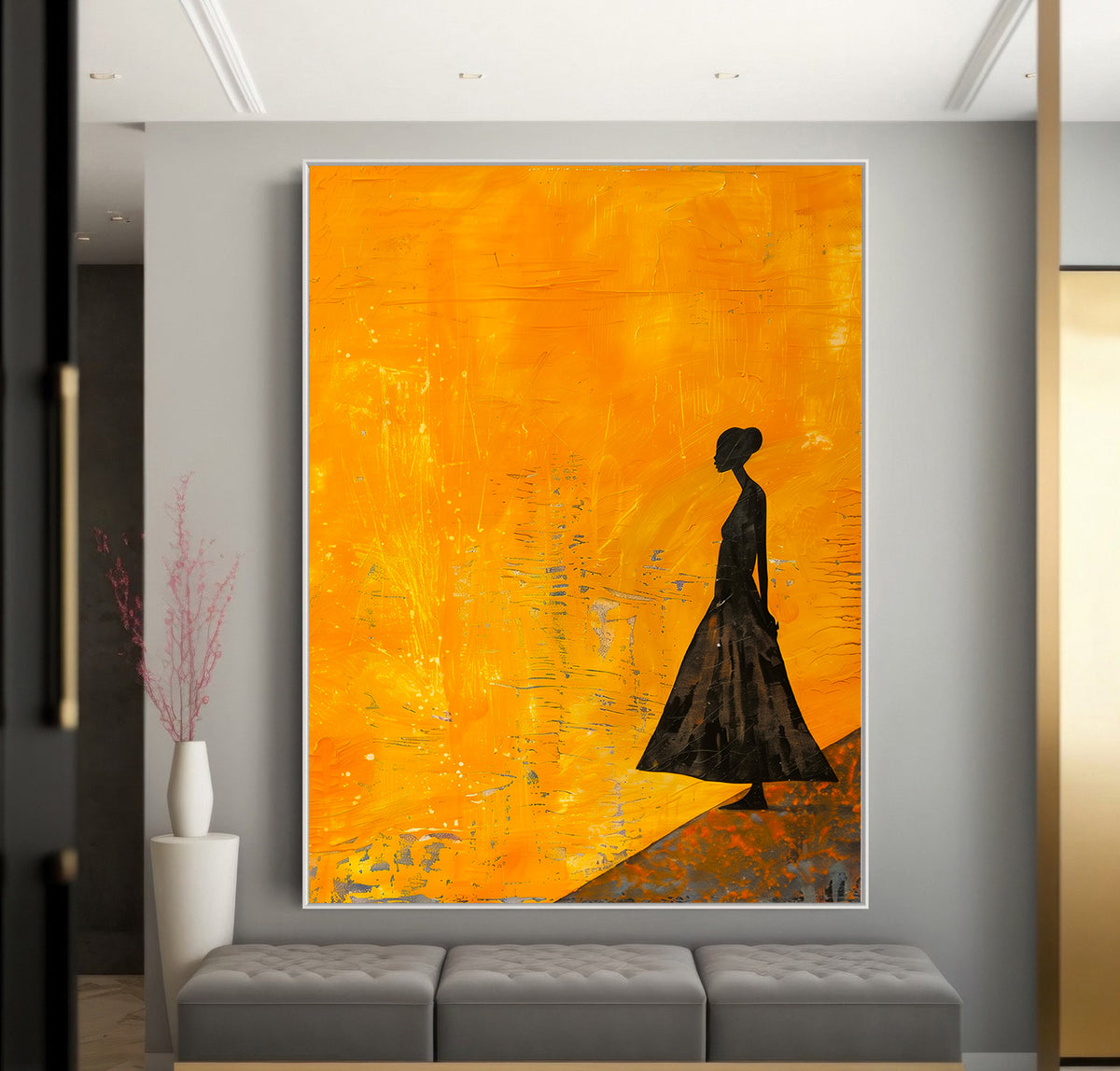 Tablou Canvas - Woman in Vibrant Orange