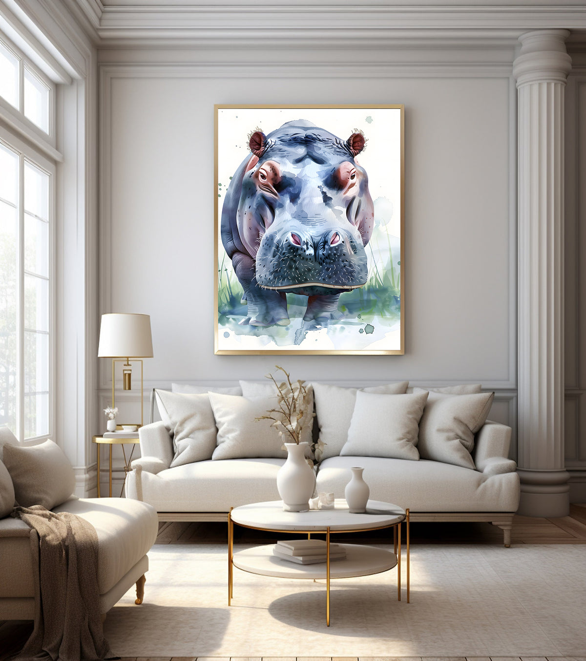 Canvas Painting - African Hippo