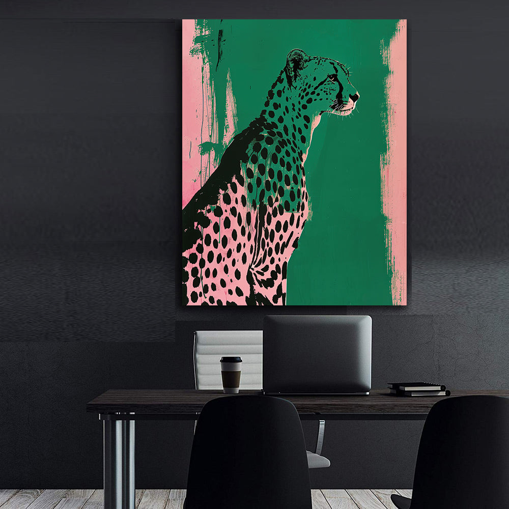 Canvas painting - Pink and Green Cheetah