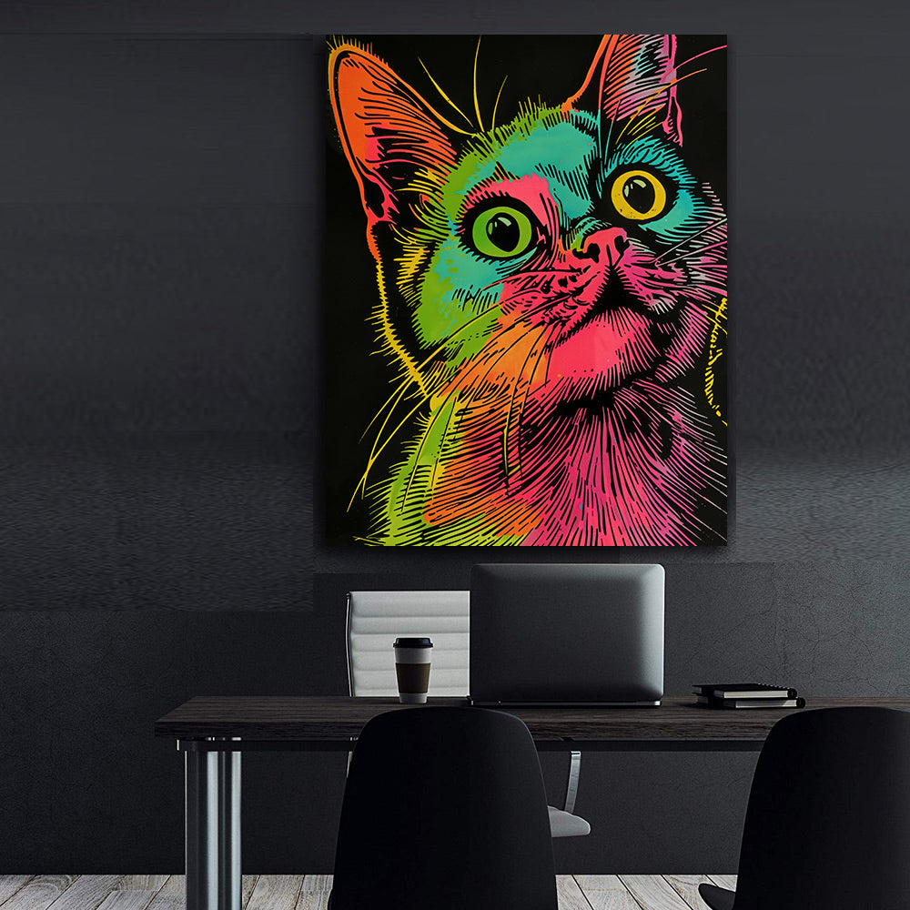 Canvas Painting - Multicoloured Cat