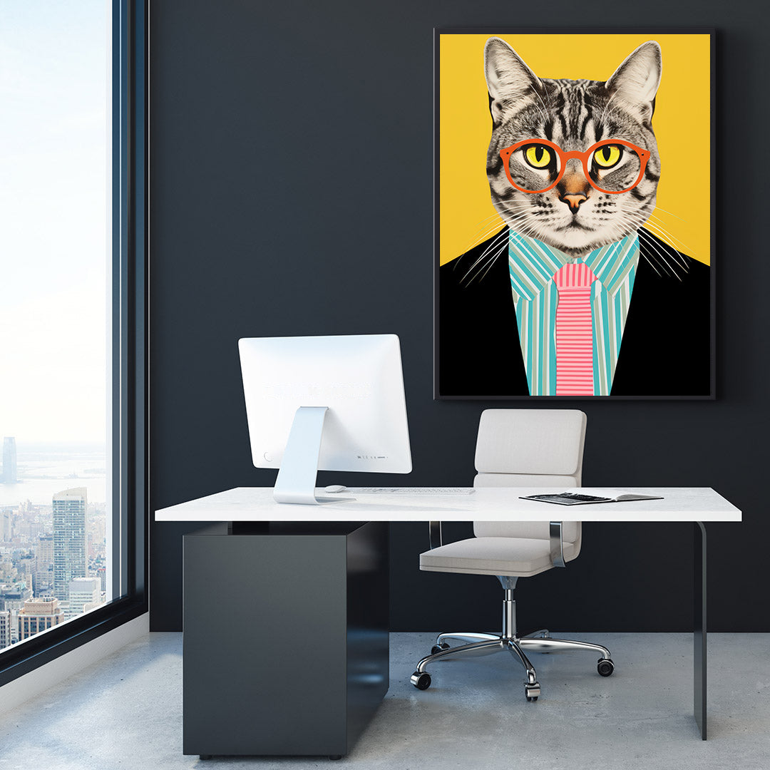 Canvas Painting - Businessman Cat