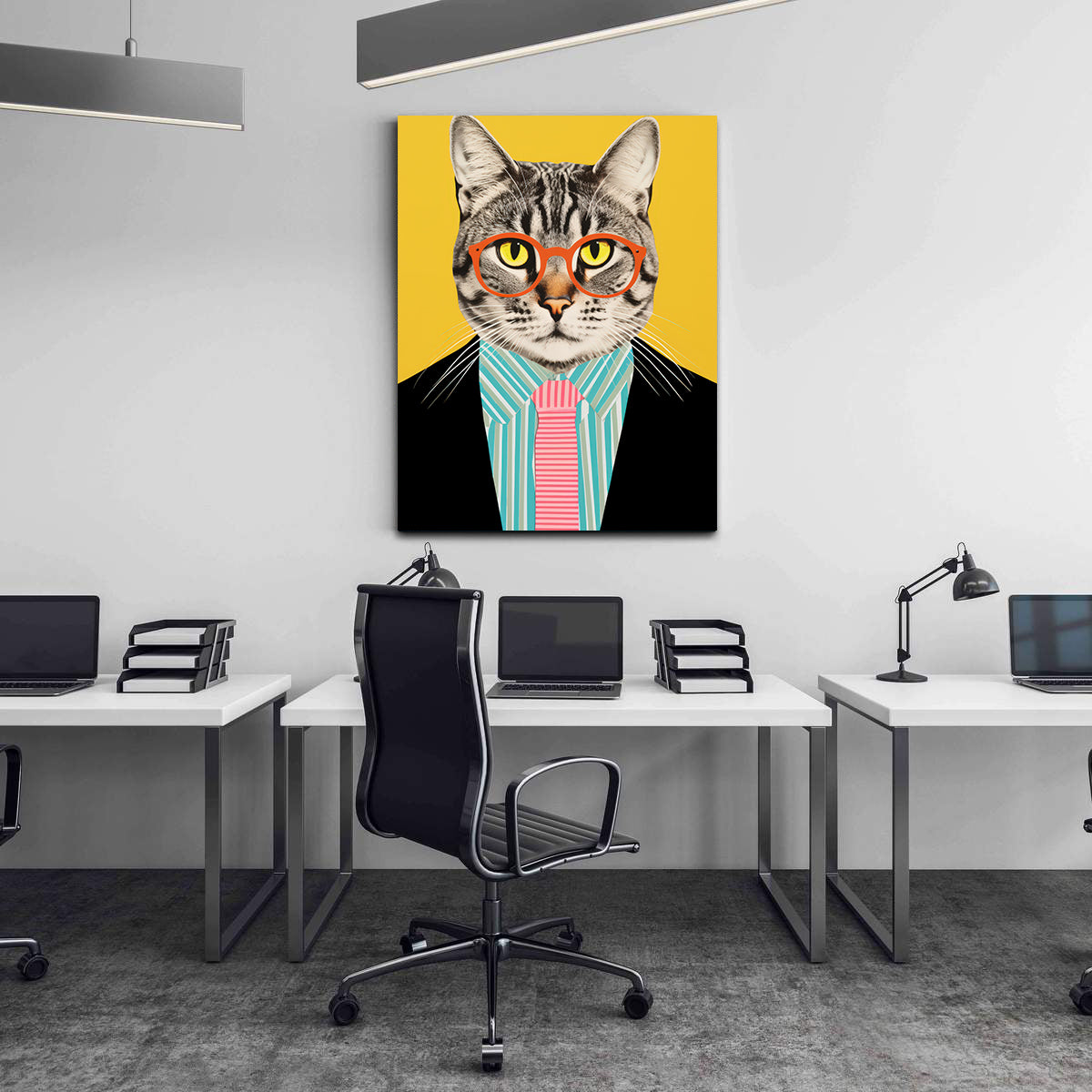 Canvas Painting - Businessman Cat