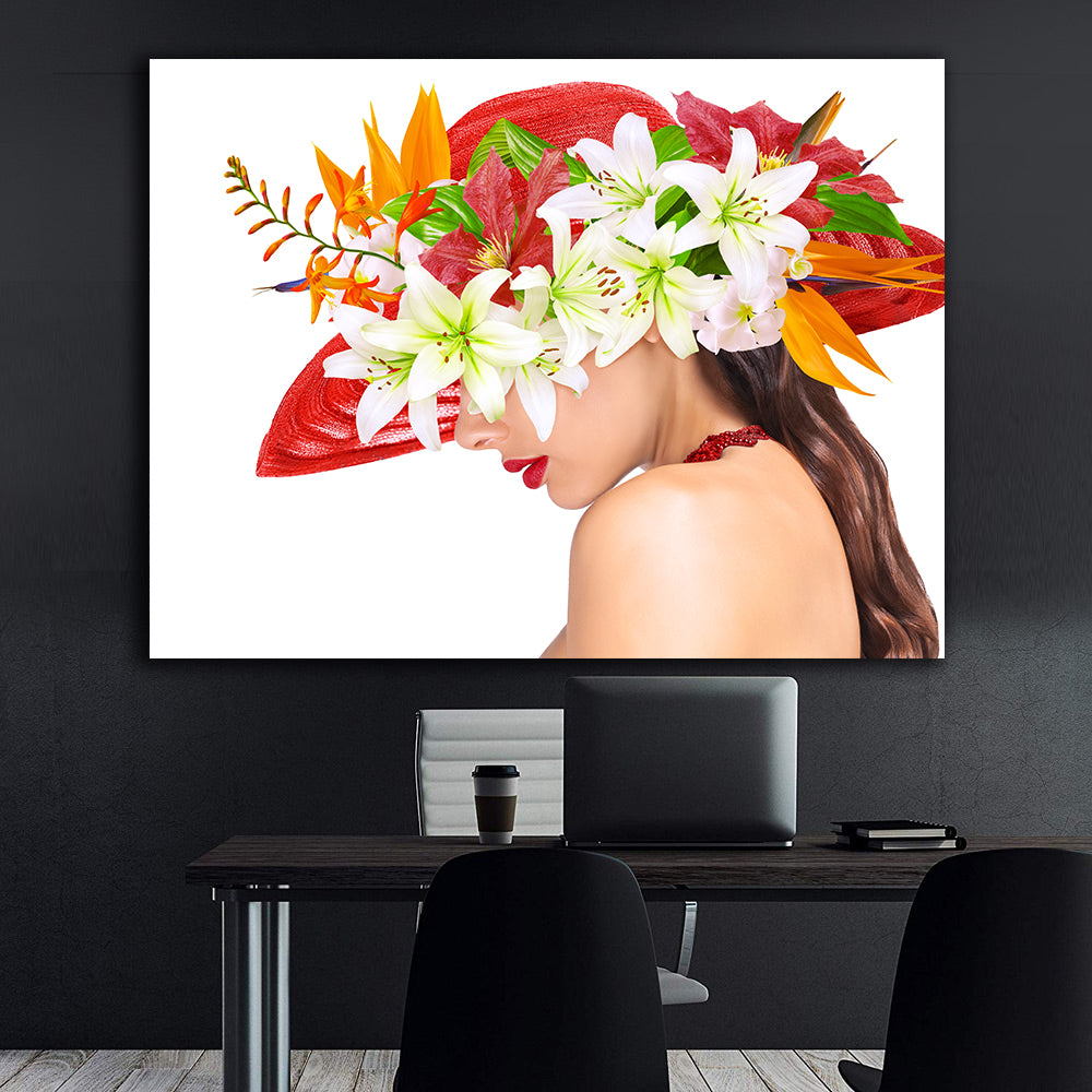Canvas Painting - Woman with Hat Portrait