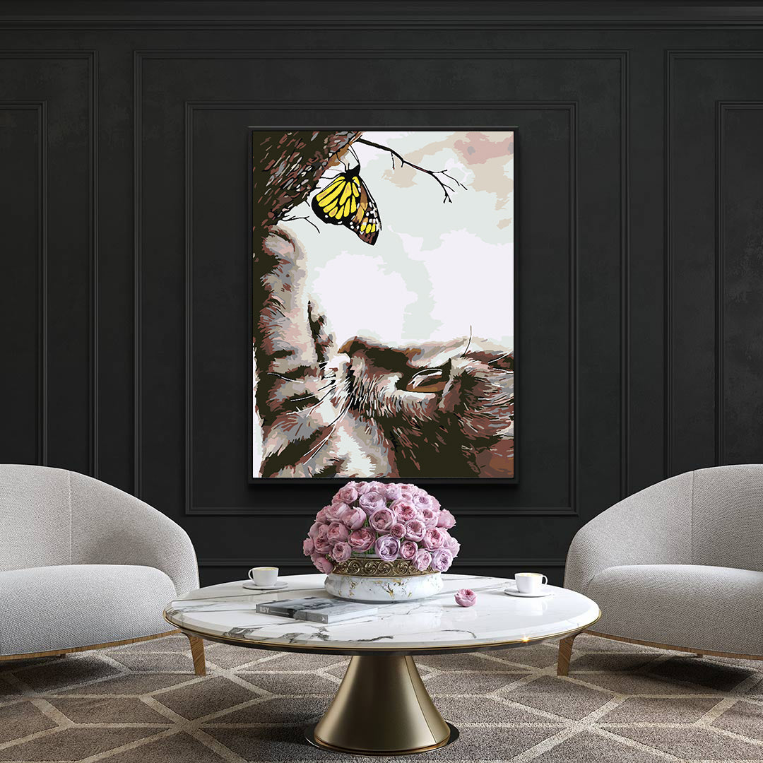 Paint by numbers - Cat and Butterfly 4195