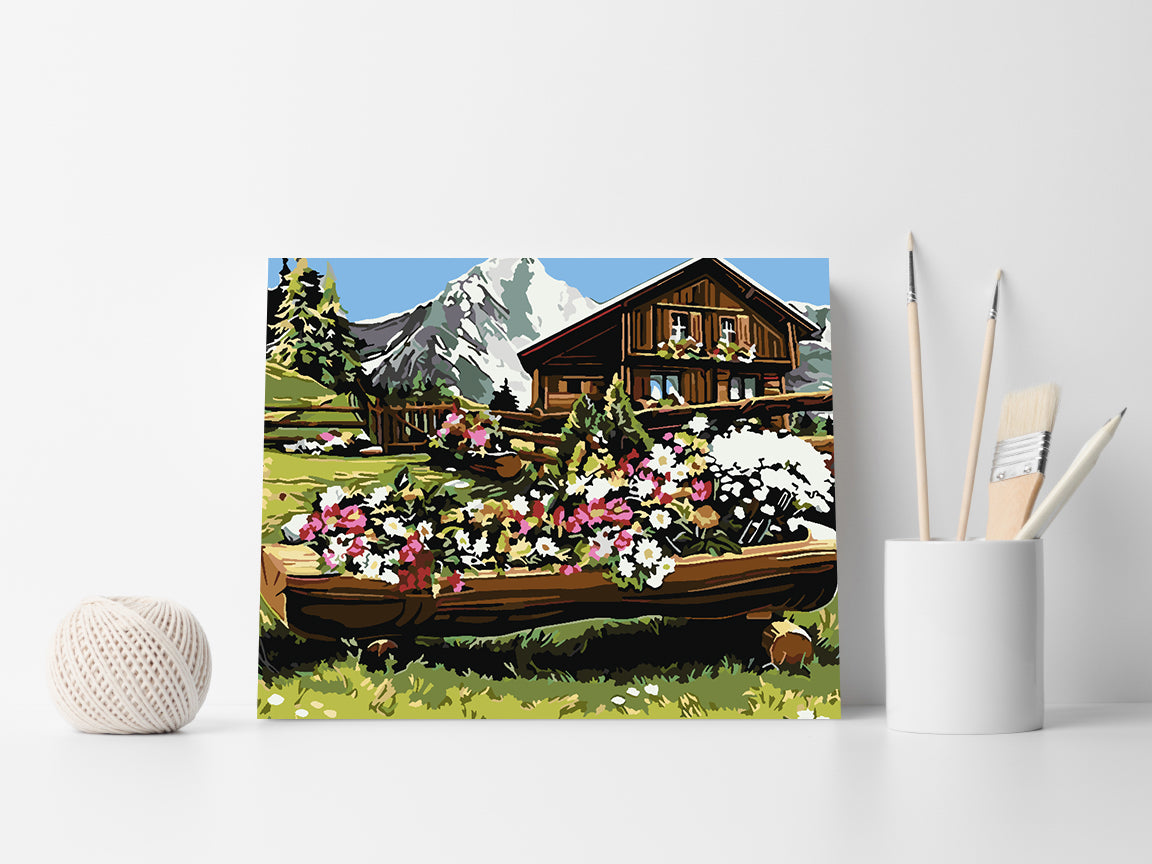 Paint by numbers - Mountain Landscape with Flowers 4210