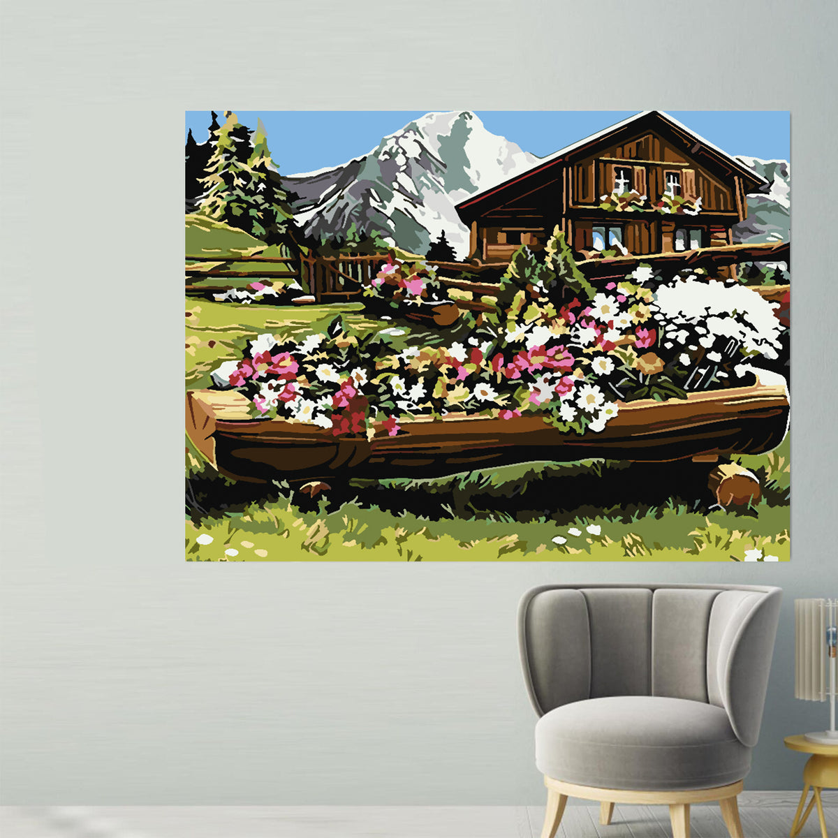 Paint by numbers - Mountain Landscape with Flowers 4210