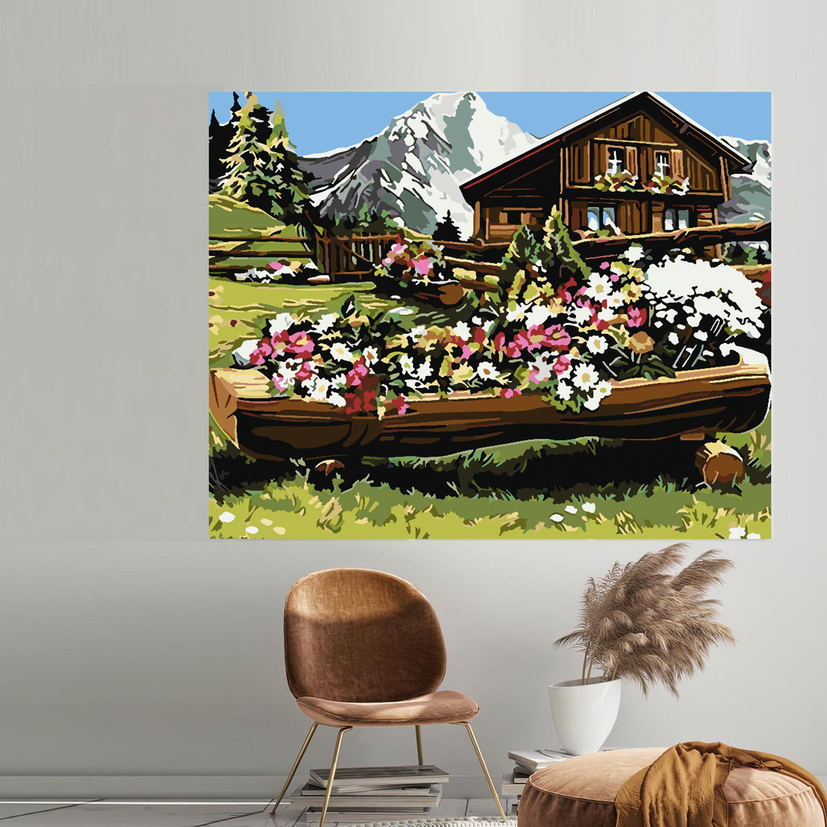 Paint by numbers - Mountain Landscape with Flowers 4210