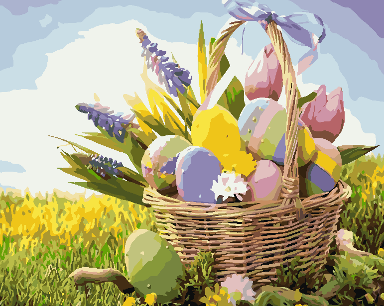 Paint by numbers - Tulips and Easter Eggs 4246