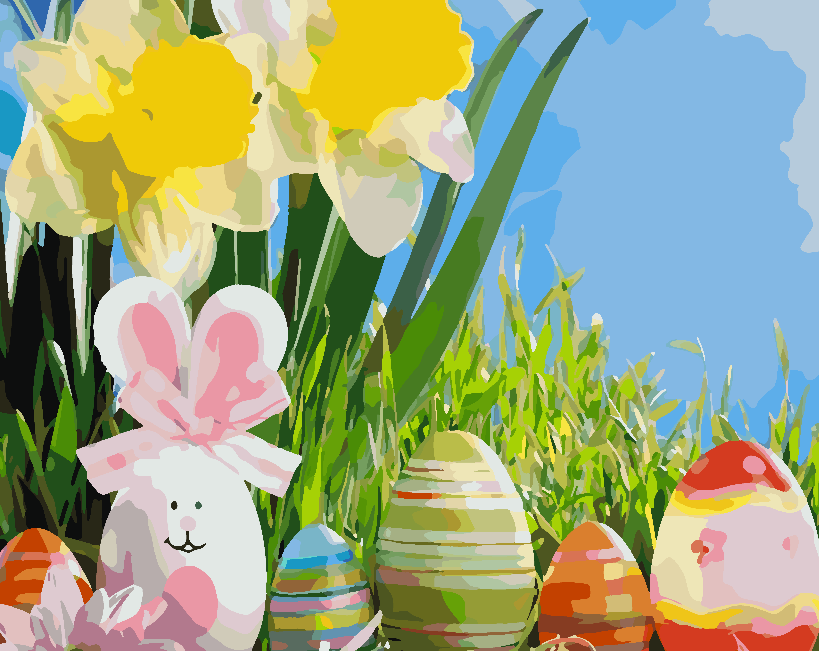 Paint by numbers - Bunny with Easter Eggs 4253