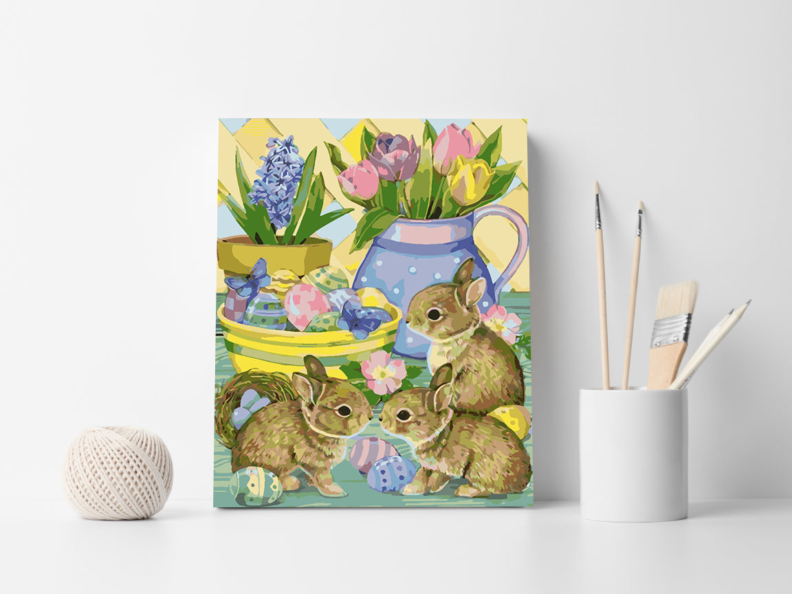Paint by numbers - Bunnies with Flowers 4264