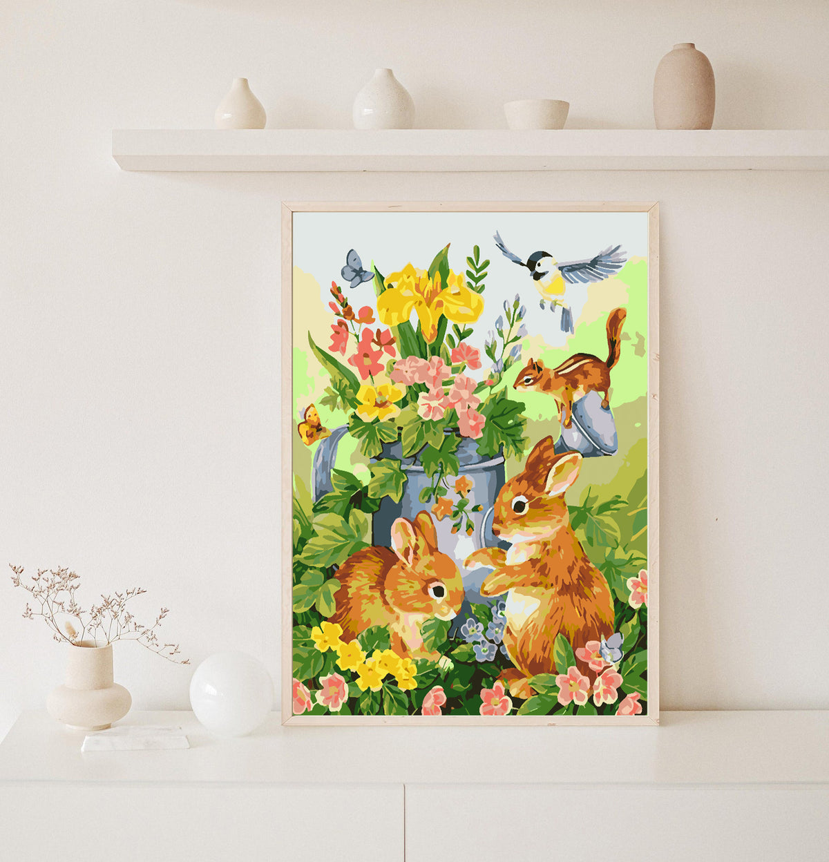 Paint by numbers - Bunnies with Flowers 4266