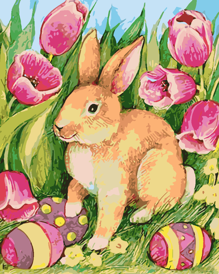Paint by numbers - Bunny with Easter Eggs 4268