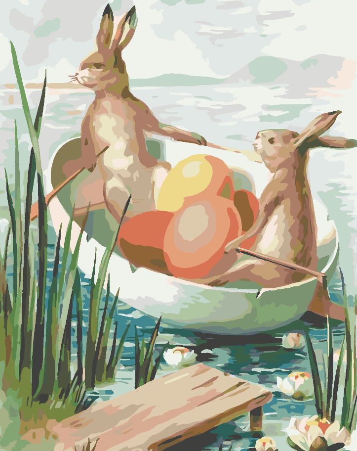Paint by numbers - Bunny on a Boat 4277