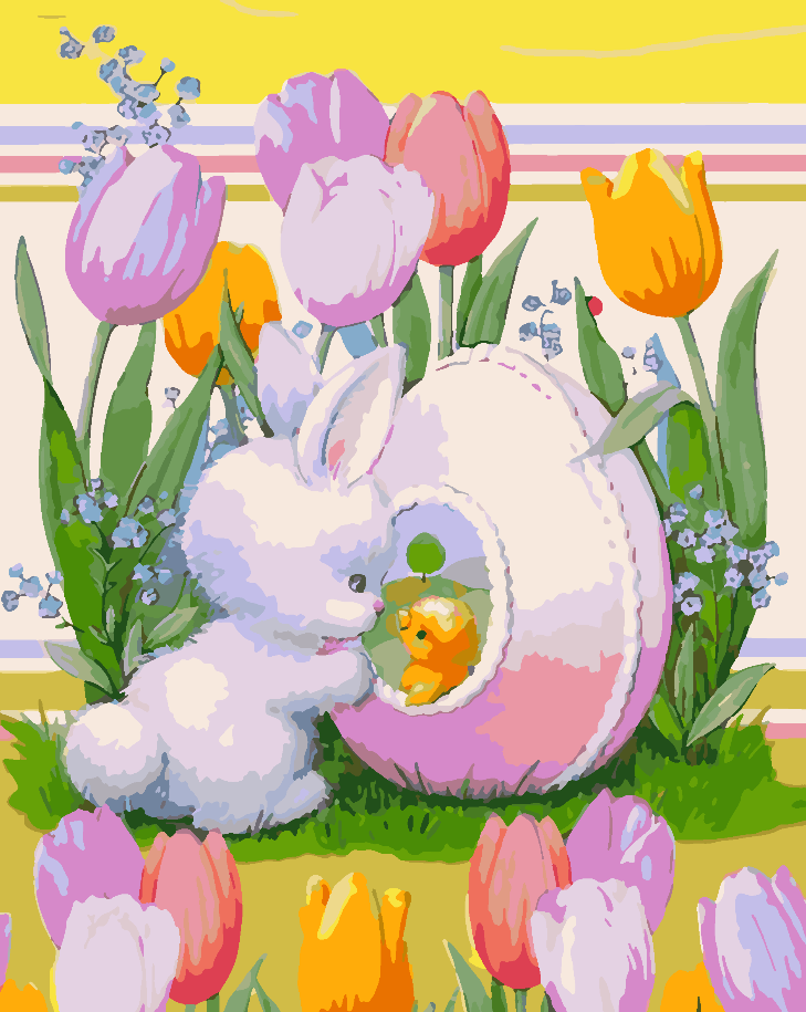 Paint by numbers - Bunny with Flowers 4289