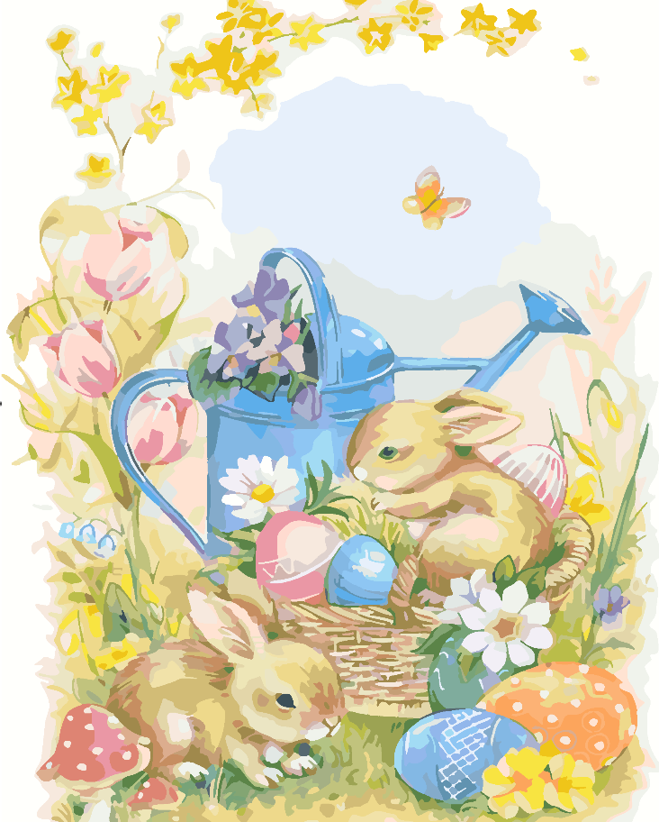 Paint by numbers - Bunnies with Easter Eggs 4310