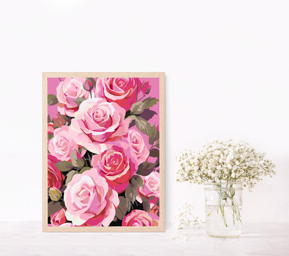 Pictura pe numere - Trandafiri Roz 4317