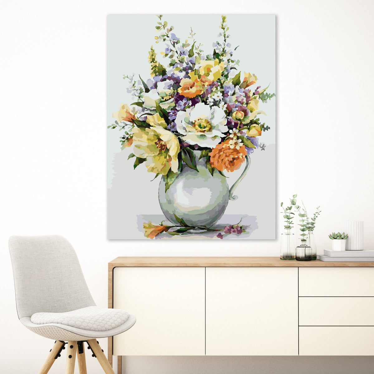 Pictura pe numere - Flori Rosii in Vaza 4340