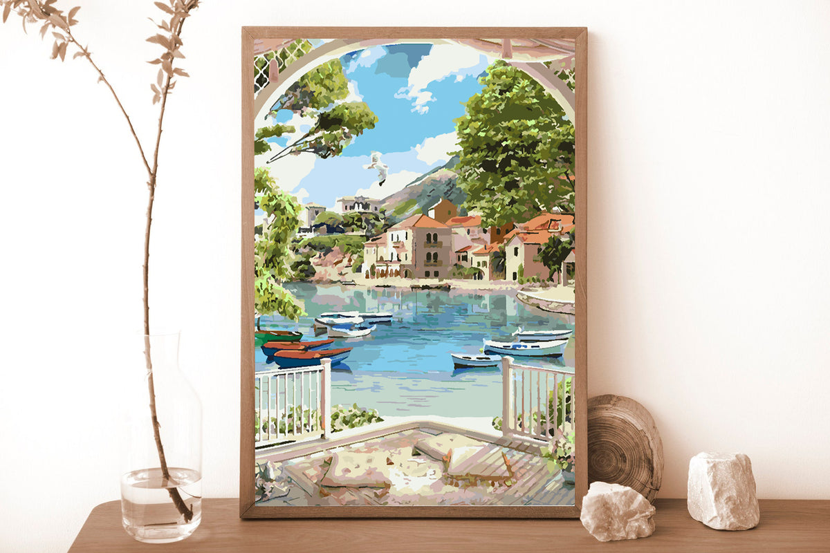 Paint by numbers - Boats on the Lake Landscape 4359