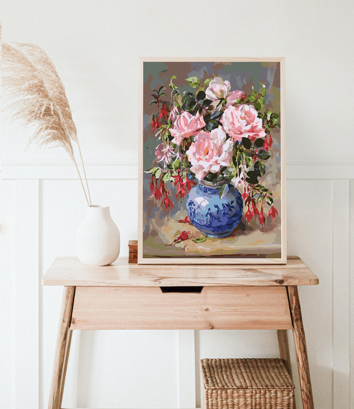 Paint by numbers - Pink Flowers in Vase 4389