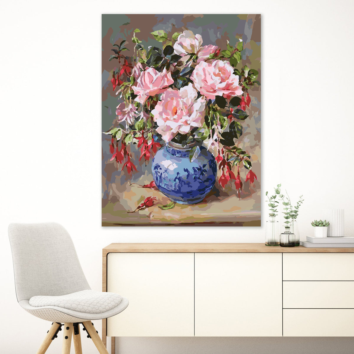 Paint by numbers - Pink Flowers in Vase 4389