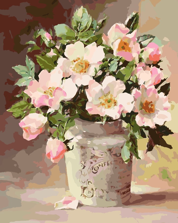 Paint by numbers - Pink Flowers in Vase 4390