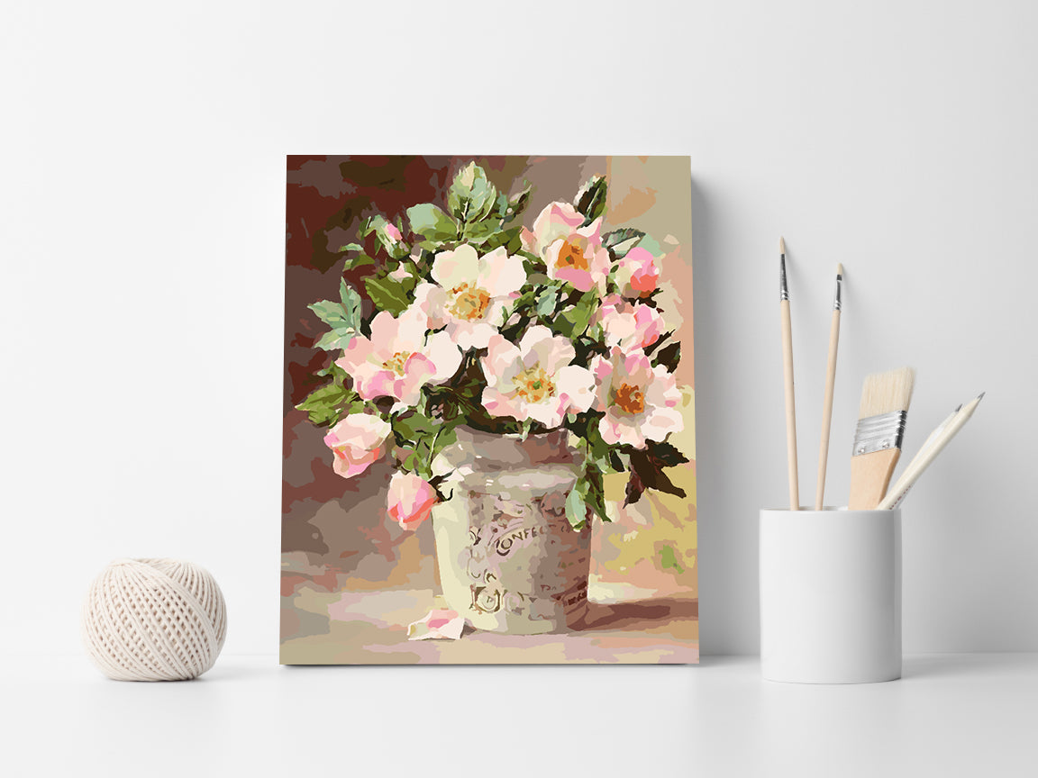 Paint by numbers - Pink Flowers in Vase 4390