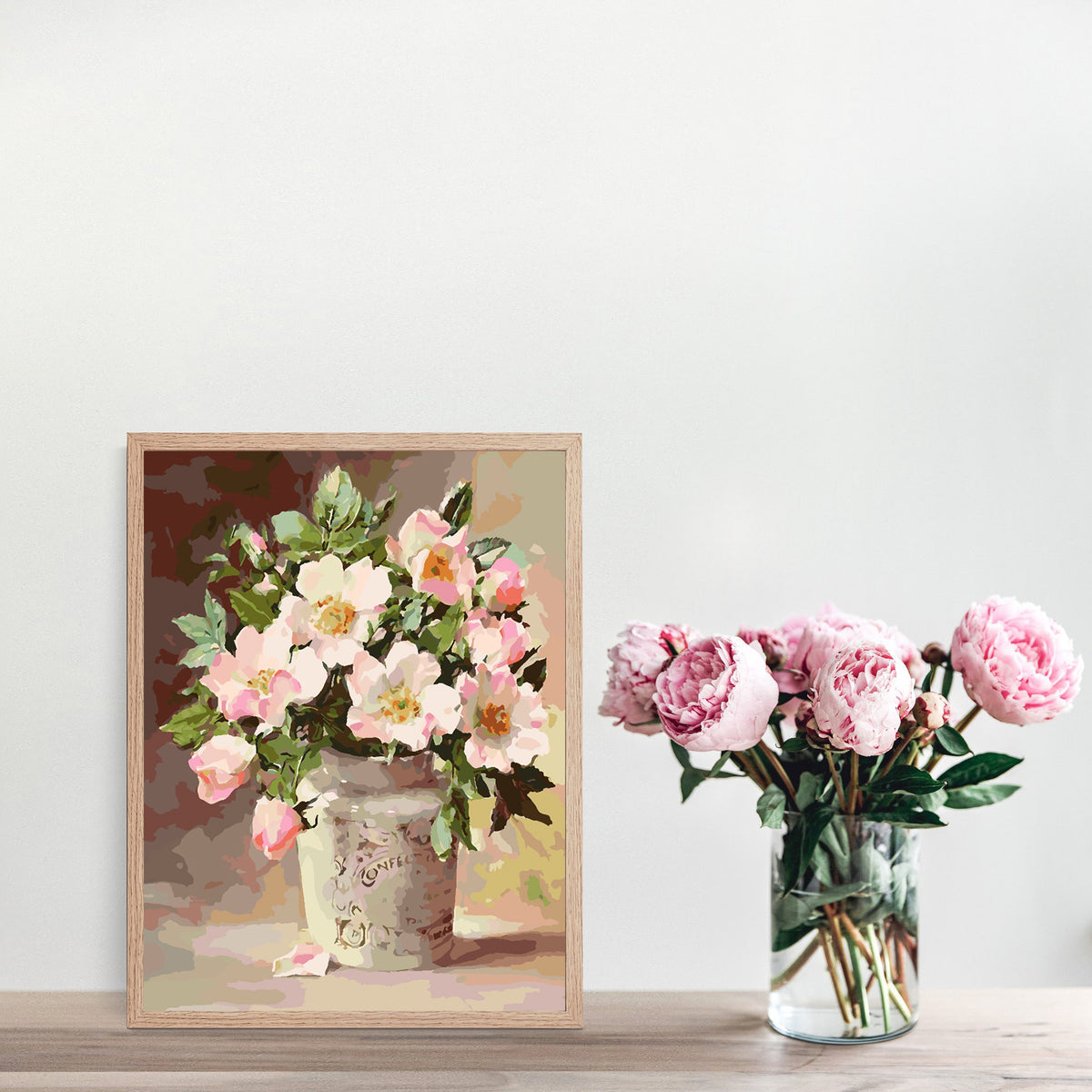 Paint by numbers - Pink Flowers in Vase 4390