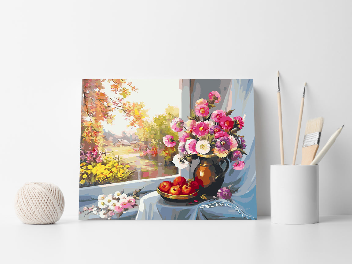 Paint by numbers - Pink Flowers in Vase 4395