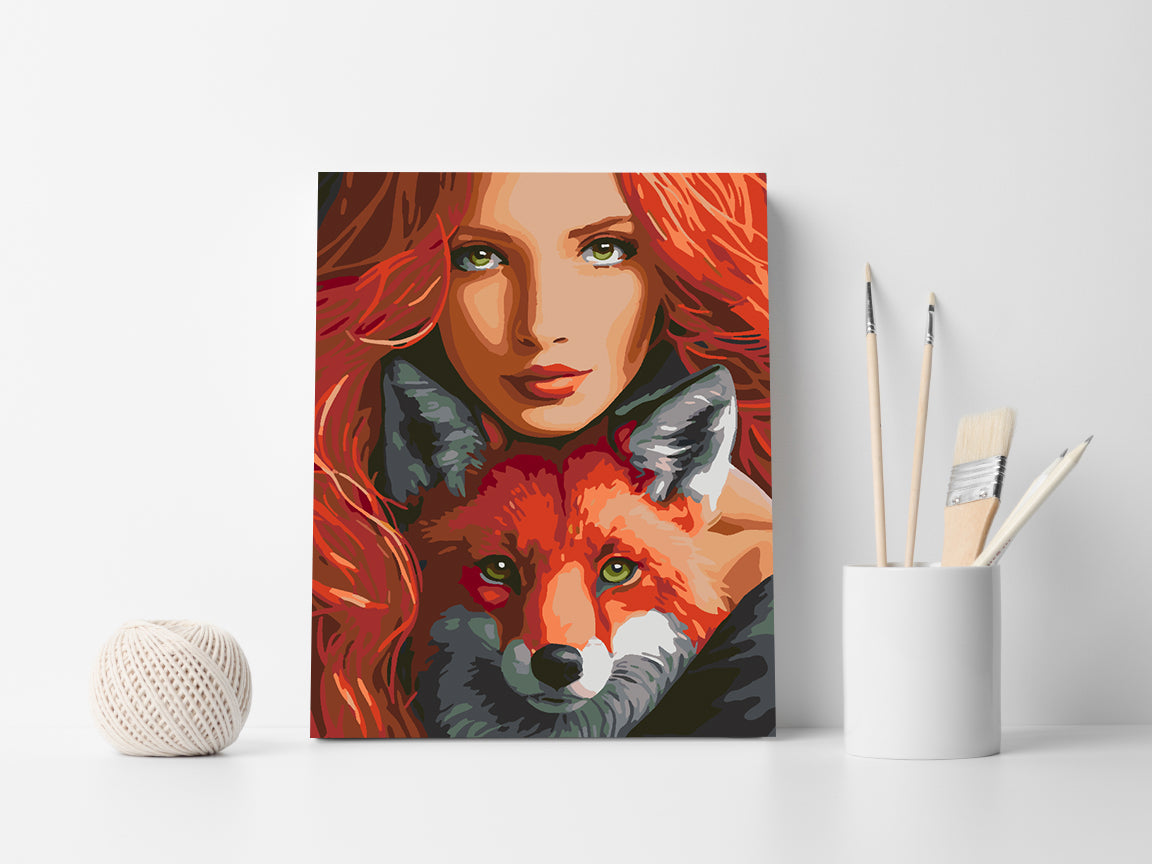 Paint by numbers - Woman with Fox Portrait 4402