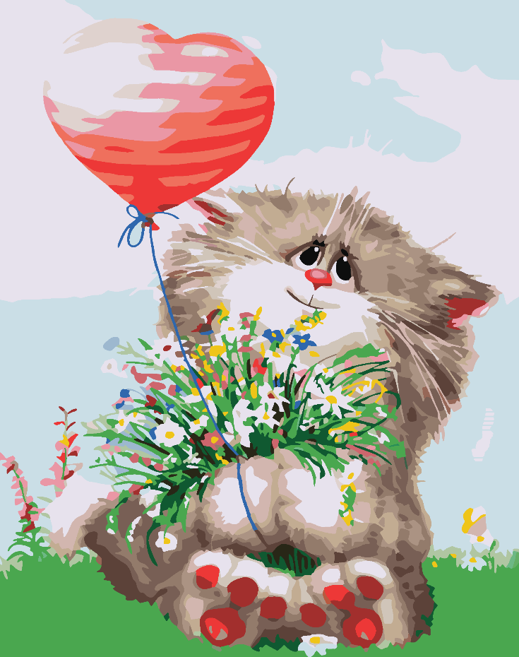 Paint by numbers - Cat with Heart 4423