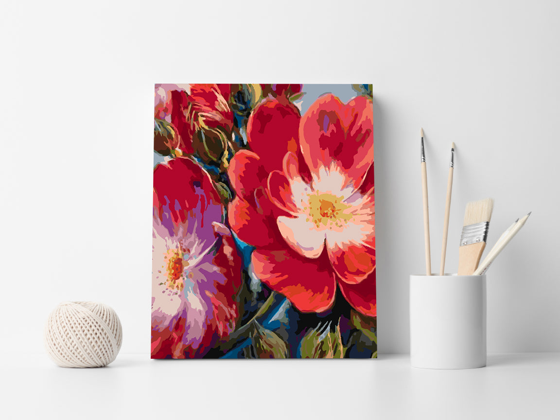 Pictura pe numere - Flori Rosii 4466