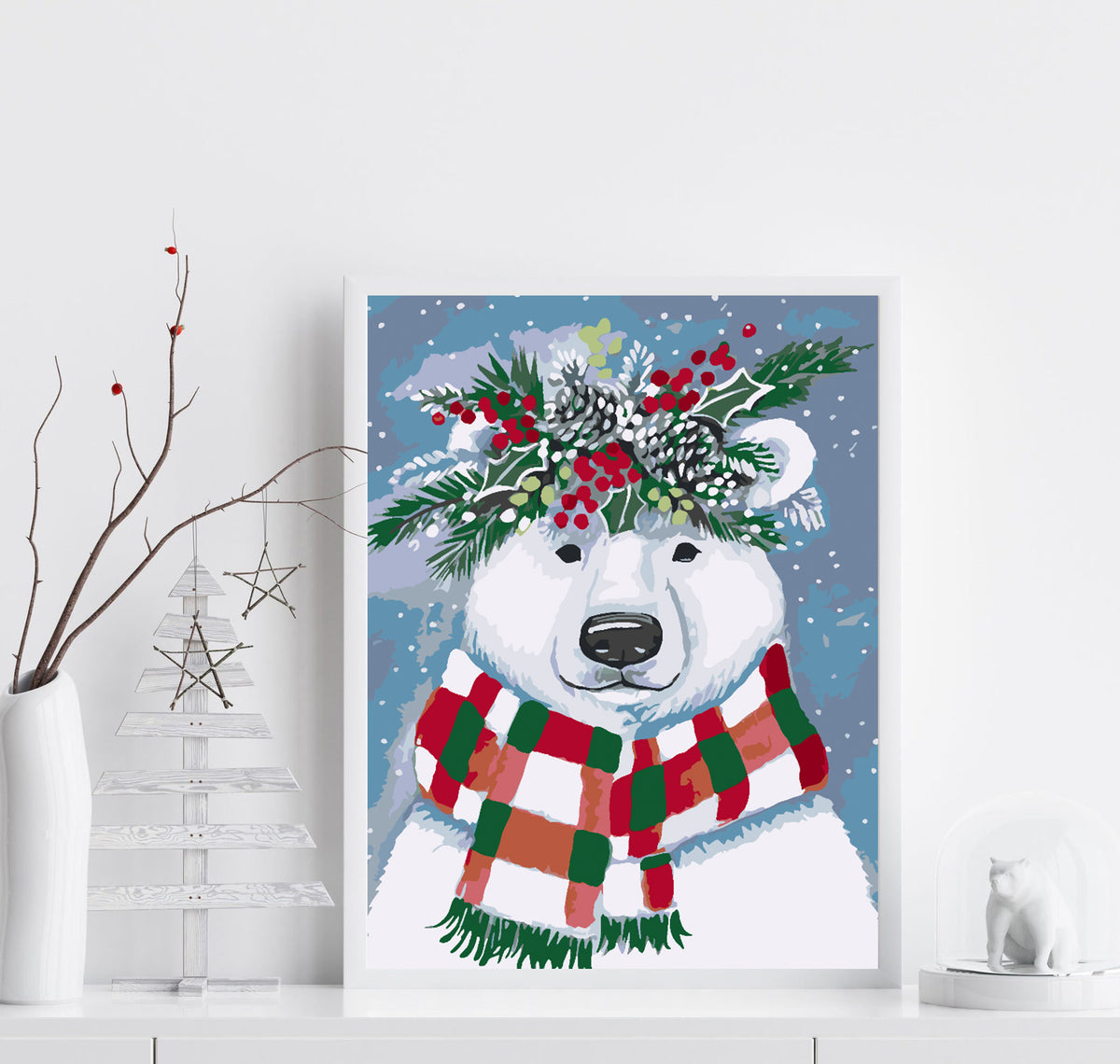 Paint by numbers - White Bear with Scarf 4475