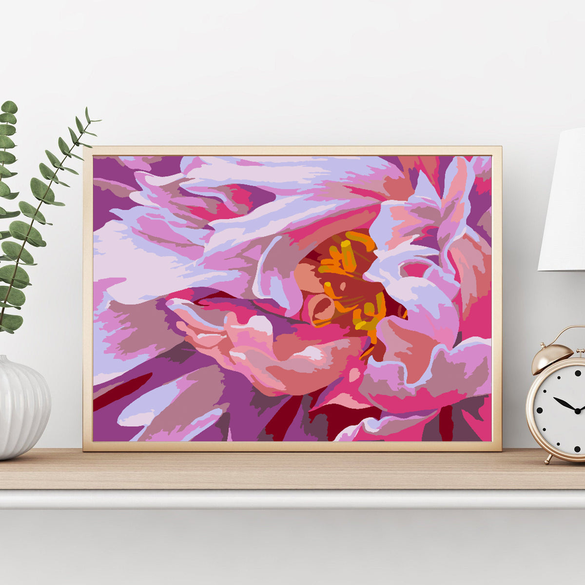 Pictura pe numere - Flori Roz 4484