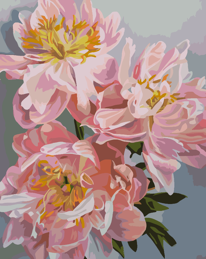Pictura pe numere - Flori Roz 4486