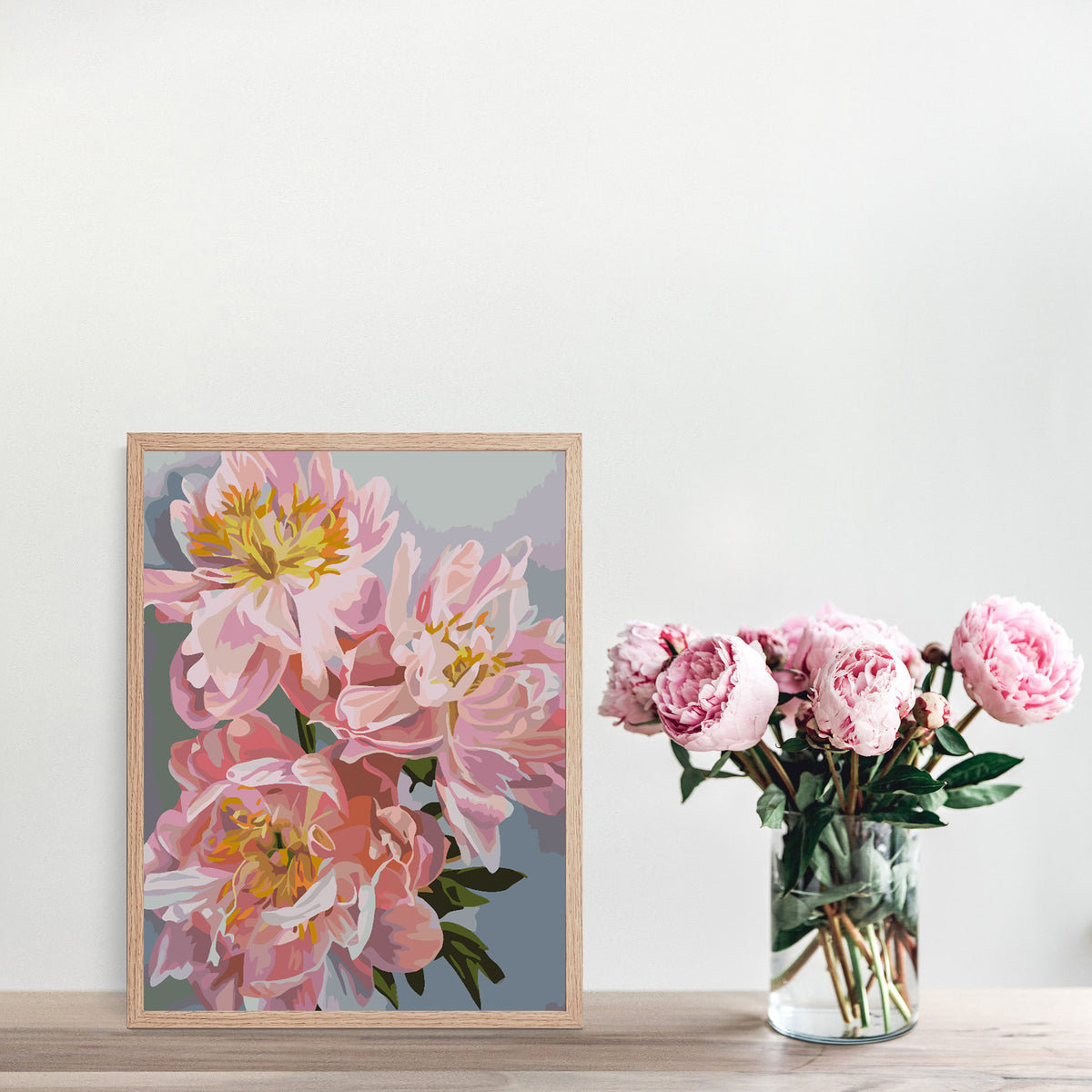 Pictura pe numere - Flori Roz 4486
