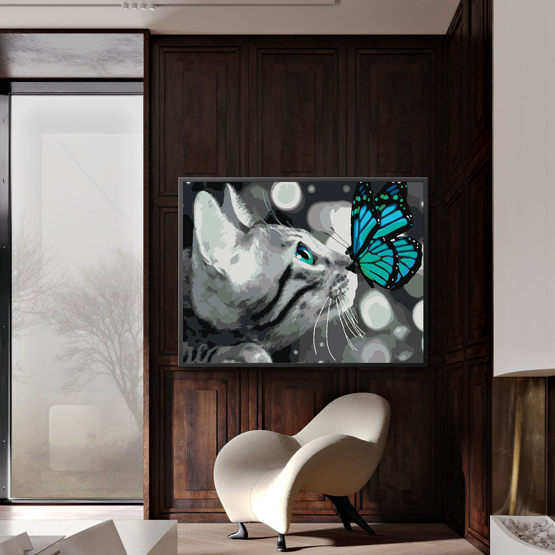 Pictura pe numere - Pisica cu Fluture 4500