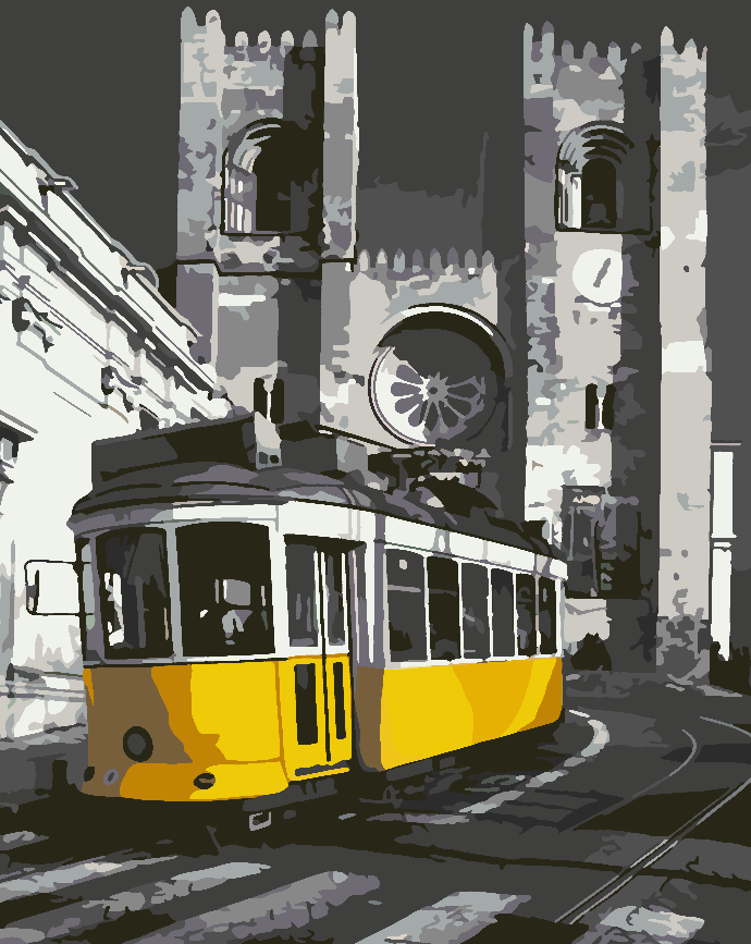 Paint by numbers - Yellow Tram in the City 4501