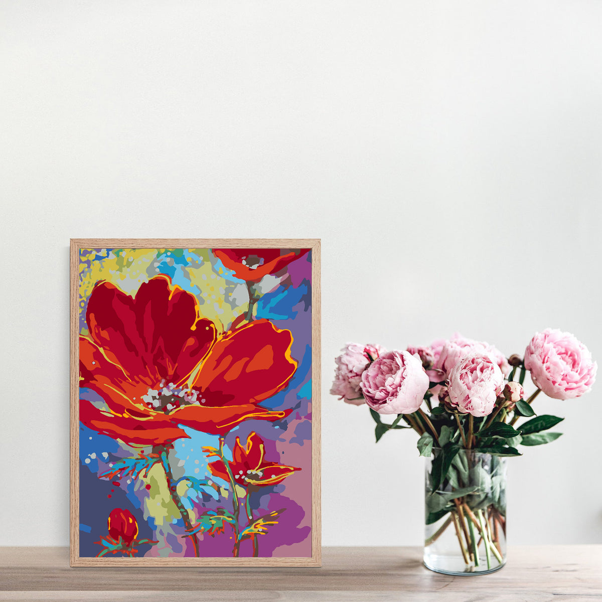 Pictura pe numere - Flori Rosii 4508