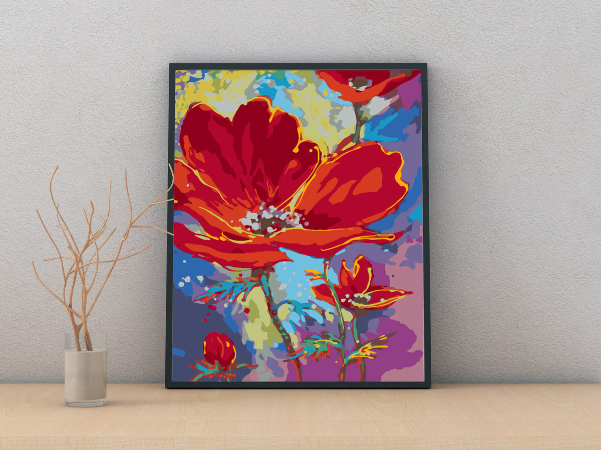 Pictura pe numere - Flori Rosii 4508