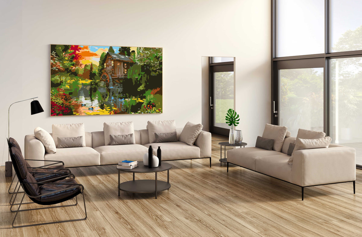 Pictura pe numere - Frunze Negru Auriu 4520