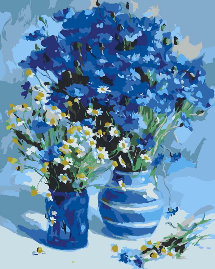 Paint by numbers - Blue Flowers in Vase 4549