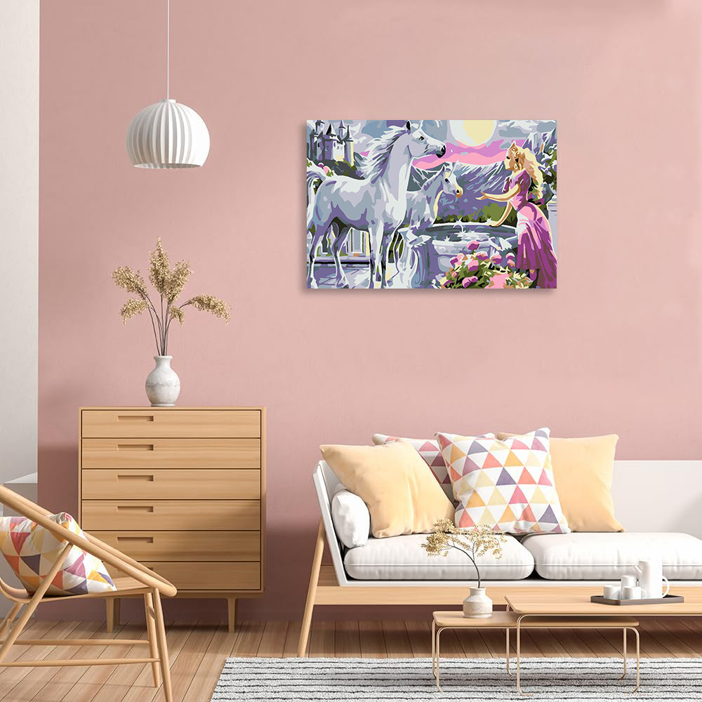 Pictura pe numere - Printesa cu Unicorni 4558