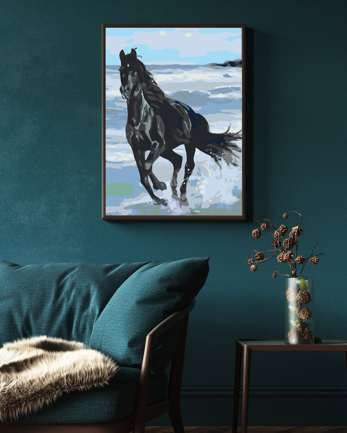 Paint by numbers - Black Horse on the Beach 4561
