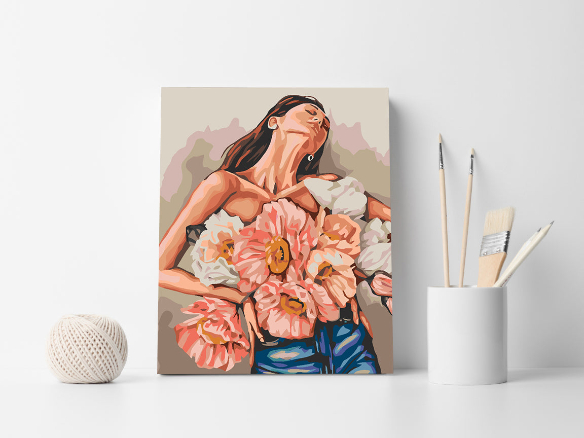 Paint by numbers - Girl with Flowers 4605