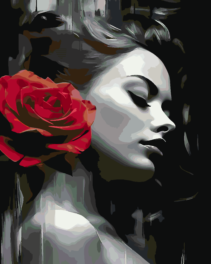 Paint by numbers - Woman and Red Rose 4668