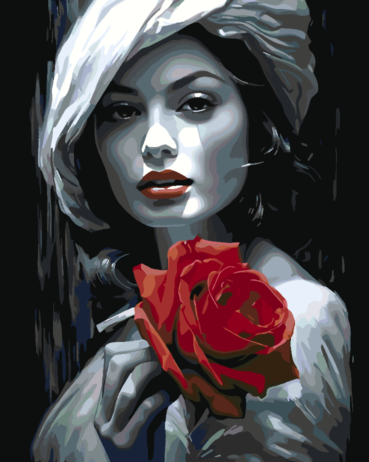 Paint by numbers - Woman with Red Rose 4673
